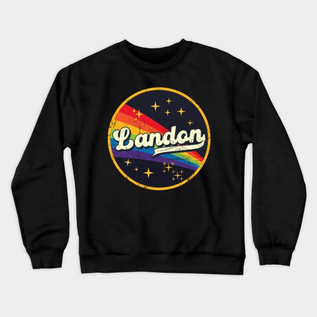 Landon // Rainbow In Space Vintage Grunge-Style Crewneck Sweatshirt by LMW Art